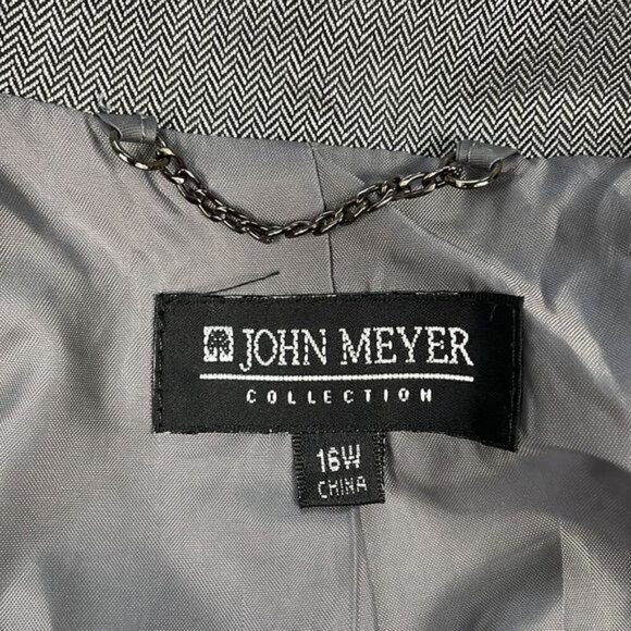 John Meyer Collection Herringbone Blazer Jacket Career Business Gray 16W - Picture 9 of 10